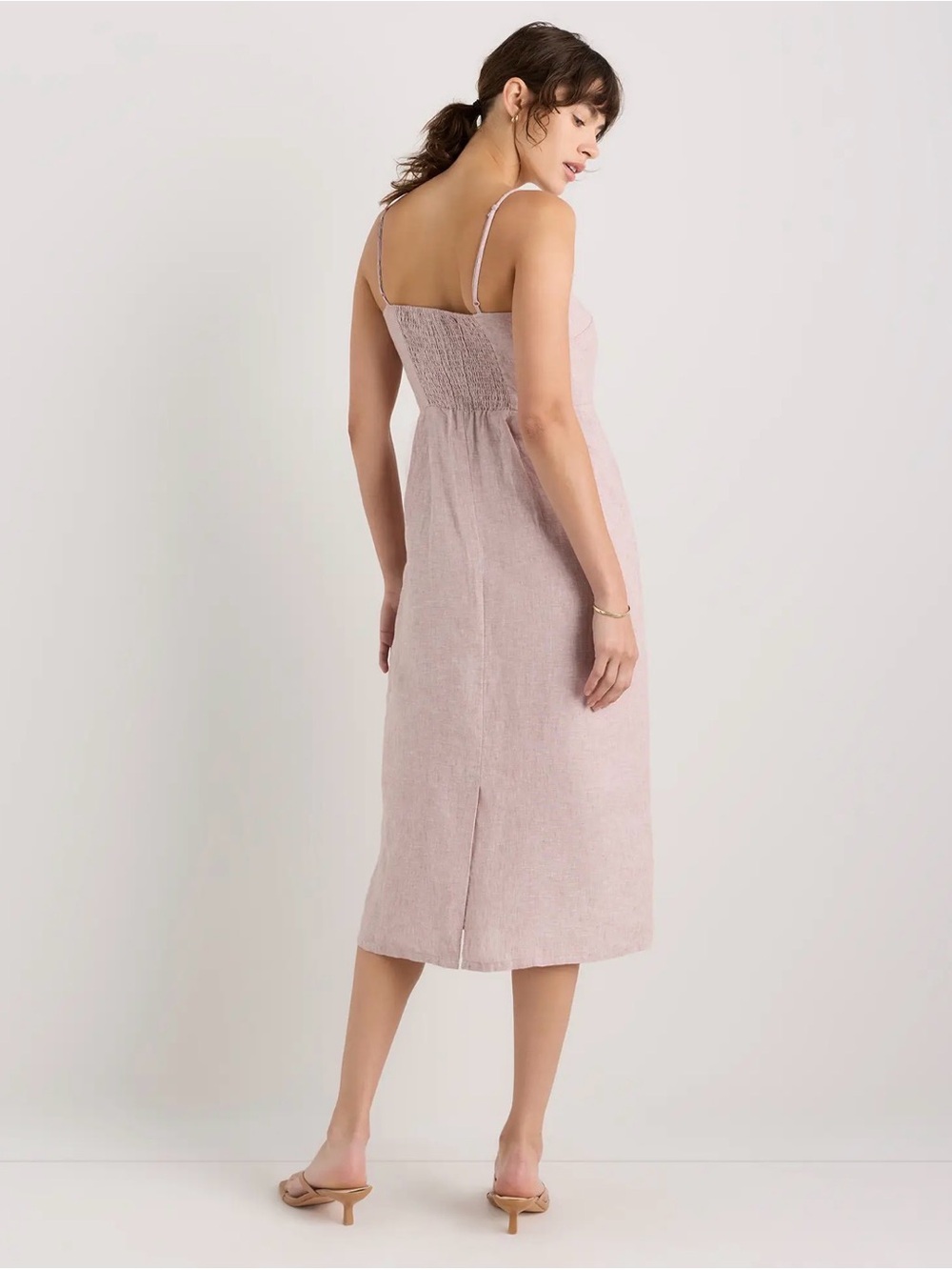 Quince Blush Pink Spaghetti-Strap Midi Dress